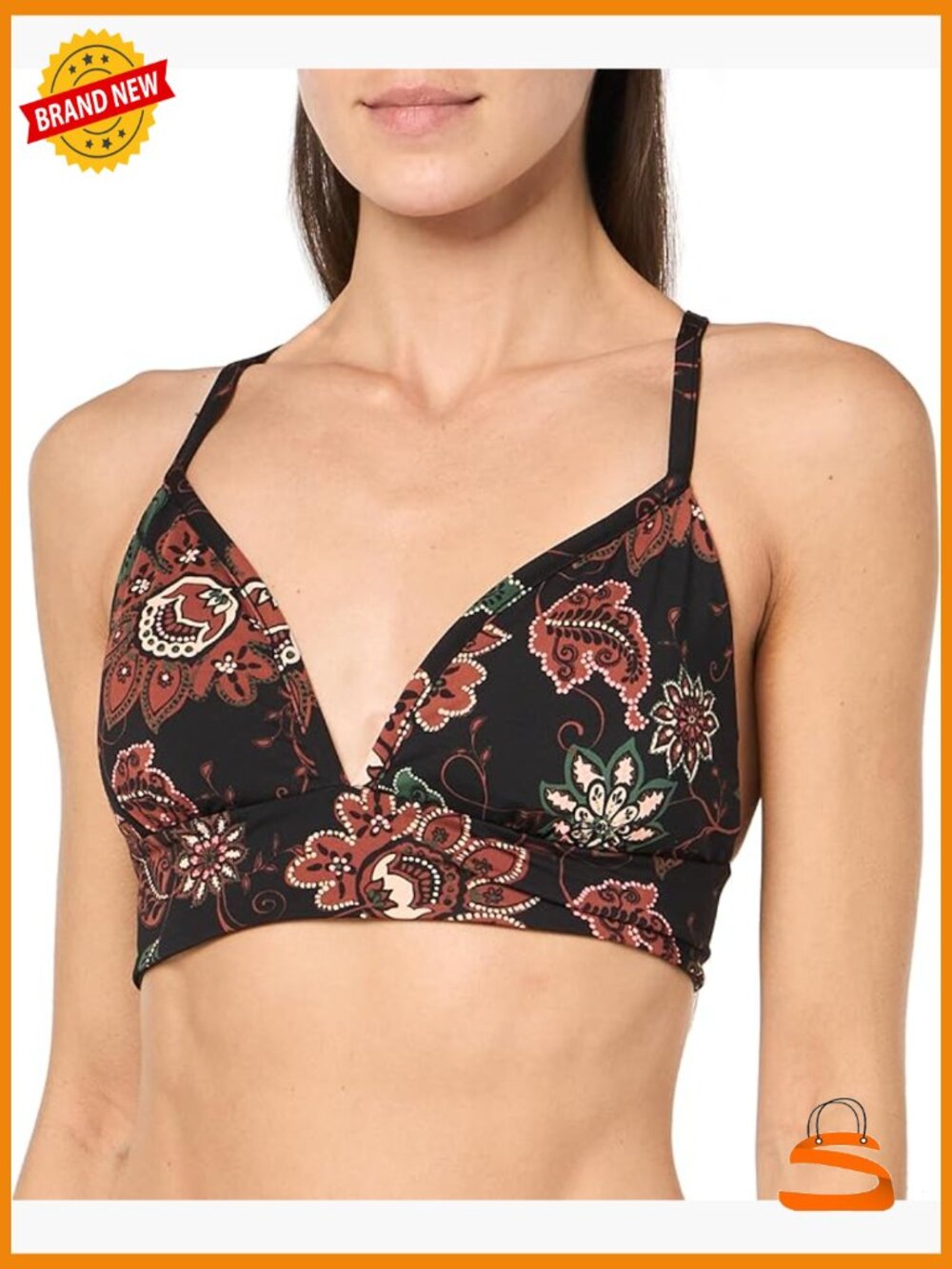 Reversible Bikini Top With Adjustable Back Tie And Removable Pads - Small